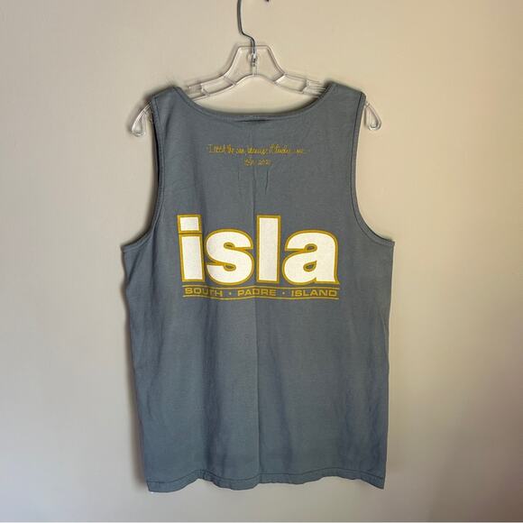 Comfort Colors Gray Yellow Sun South Padre Island Texas Tank Top Size Medium - Picture 4 of 7